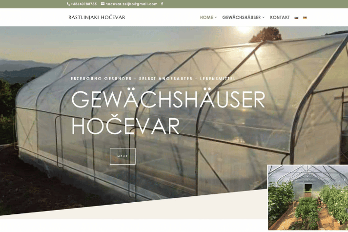 AGENTUR 7 Gewächshäuser HOCEVAR Website